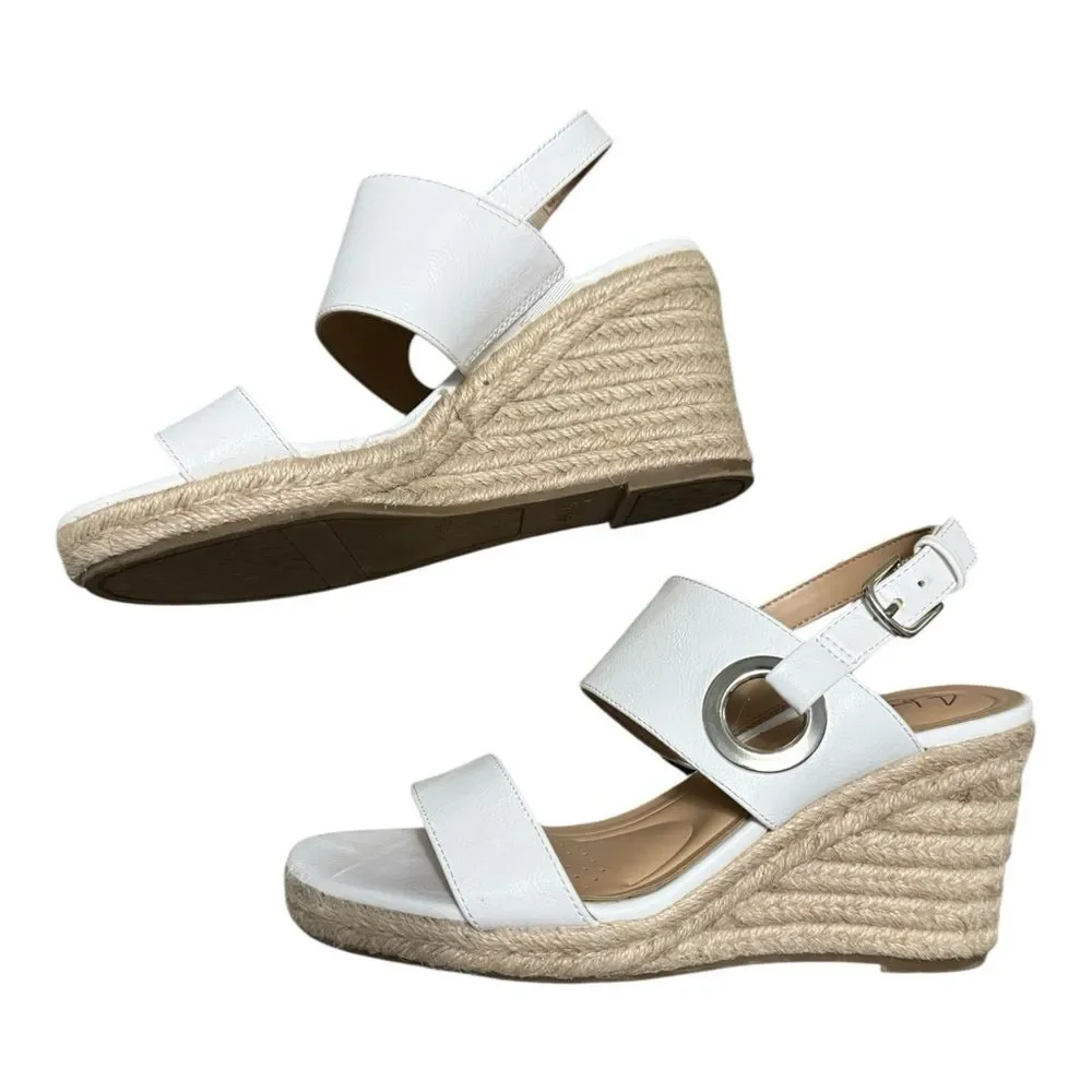 Abella White Espadrille Wedge Sandals